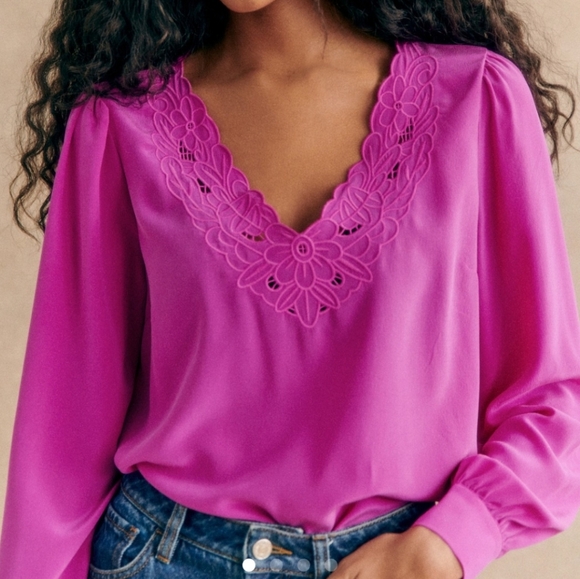 Sezane Juliette Silk Blouse - Fuchsia